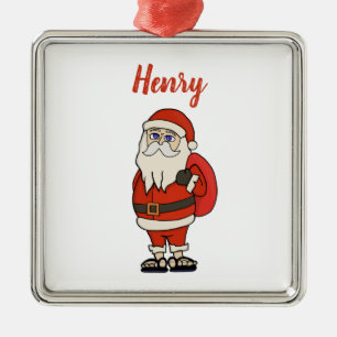 Custom Santa Claus Christmas Flip Flops Metal Ornament