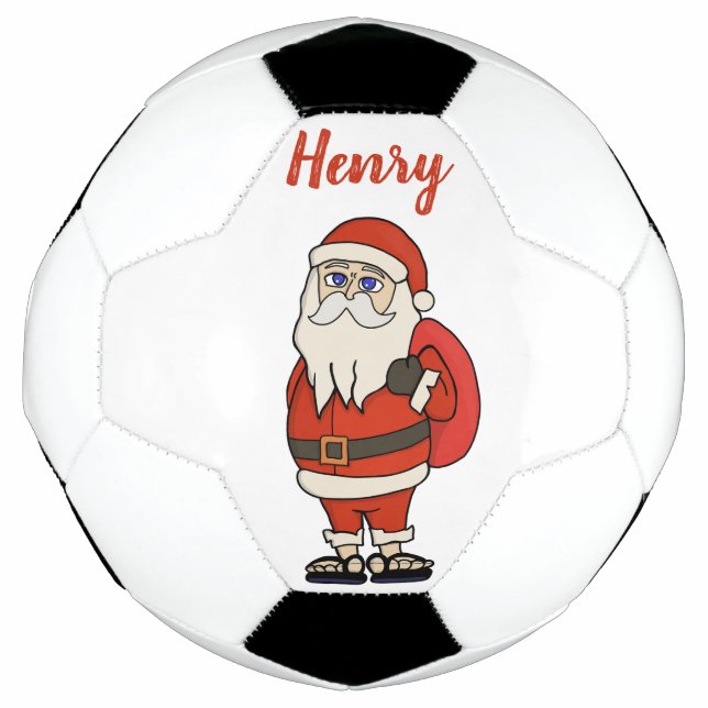 Custom Santa Claus Christmas Flip Flops Soccer Ball (Front)