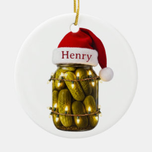 Custom Santa Hat Christmas Pickle Jar Ornament