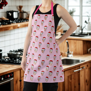 Custom Santa Hat Face Christmas Gift 2 Photos Apron