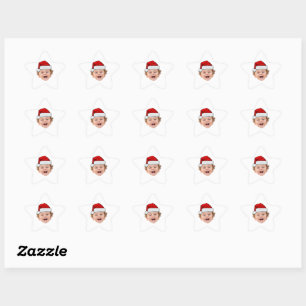 Custom Santa Hat Stickers, Face Photo Christmas Star Sticker