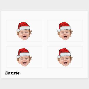 Custom Santa Hat Stickers, Face Photo Christmas Sticker