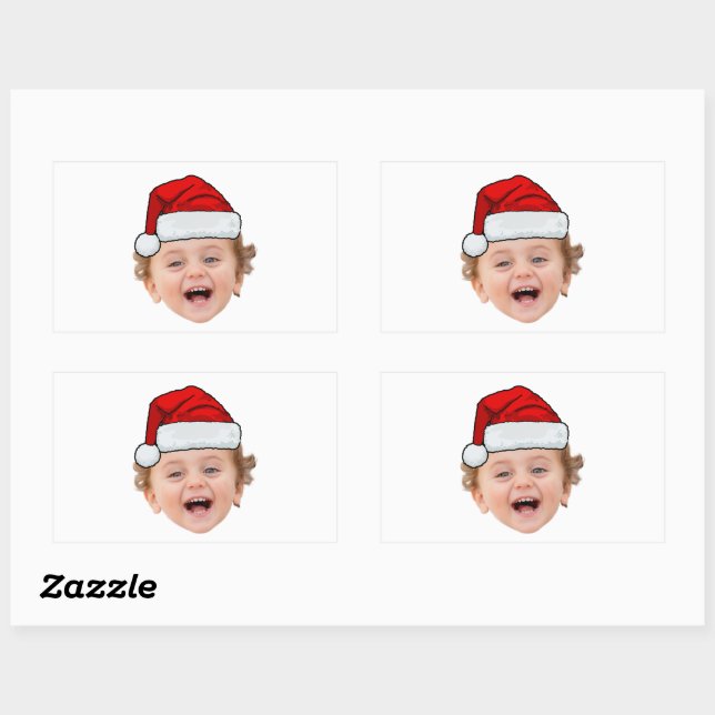 Custom Santa Hat Stickers, Face Photo Christmas Sticker (Sheet)