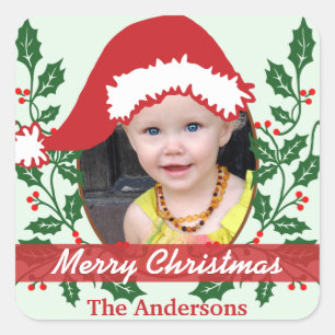 Custom Santa Hat to Personalize Square Sticker