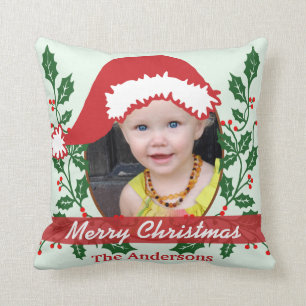 Custom Santa Hat to Personalize Throw Pillow