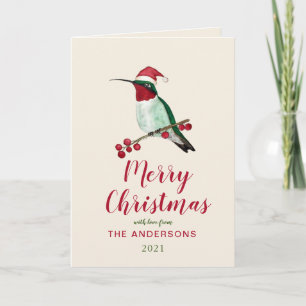 Custom Santa Hummingbird Holiday Card