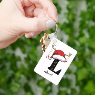 Custom Santa Monogram Keychain for Friends & Moms