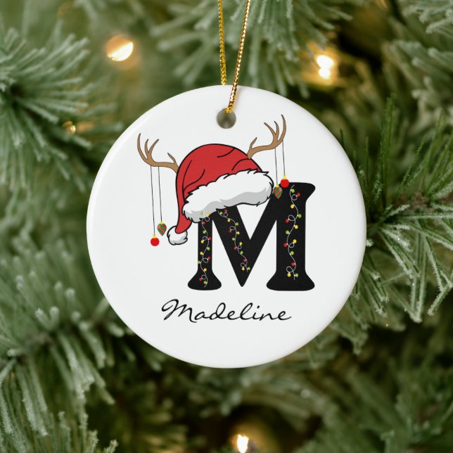 Custom Santa Monogram Ornament for Teachers (Tree)