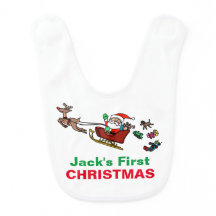 Custom Santa on Sleigh Baby Bib