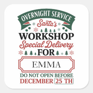 Custom Santa’s Workshop Christmas Square Sticker
