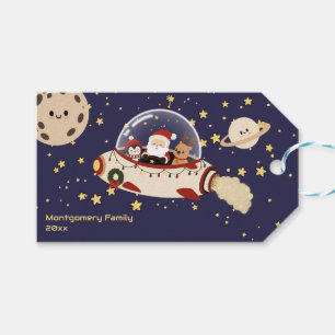 Custom Santa Spaceship Christmas Gift Tags