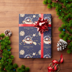 Custom Santa Spaceship Christmas Wrapping Paper
