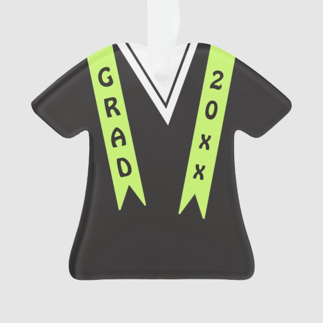 Custom Sash Colour back Text Grad Gown Ornament (Front)