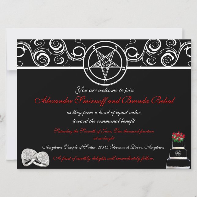 Custom Satanic Wedding Invitations (Front)