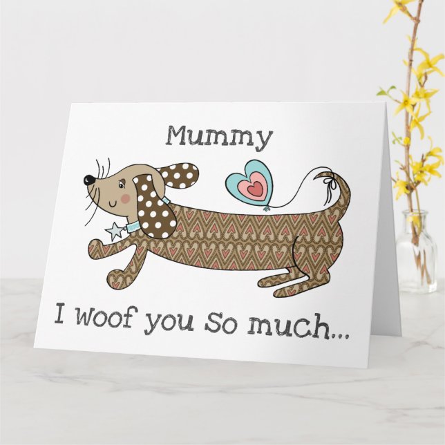 Custom Sausage Dog Dachshund Mother's Day Card (Yellow Flower)