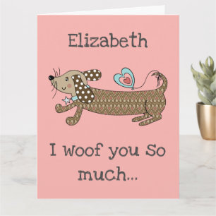Custom Sausage Dog Dachshund Valentine's Day Card