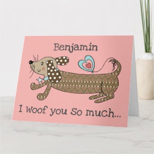 Custom Sausage Dog Dachshund Valentine's Day Card