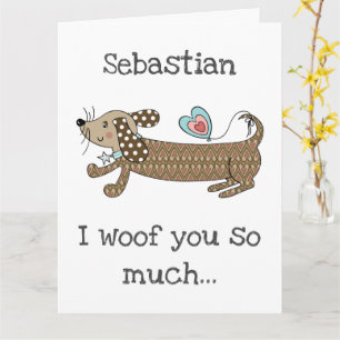 Custom Sausage Dog Dachshund Valentine's Day Card