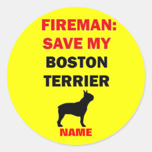 Custom Save My Boston Terrier Classic Round Sticker