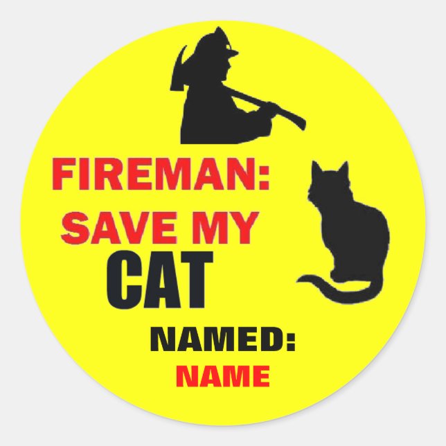 Custom Save My Cat Classic Round Sticker (Front)