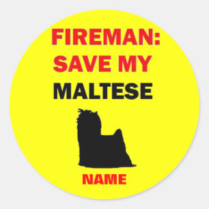 Custom Save My Maltese Classic Round Sticker