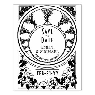 Custom Save the Date ART DECO Ornamental Vintage 4 Rubber Stamp