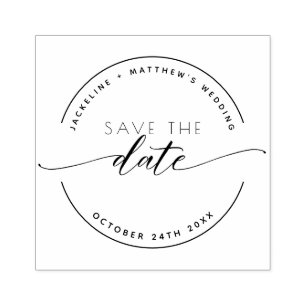 Custom Save the Date, Elegant Modern Script, Rubber Stamp
