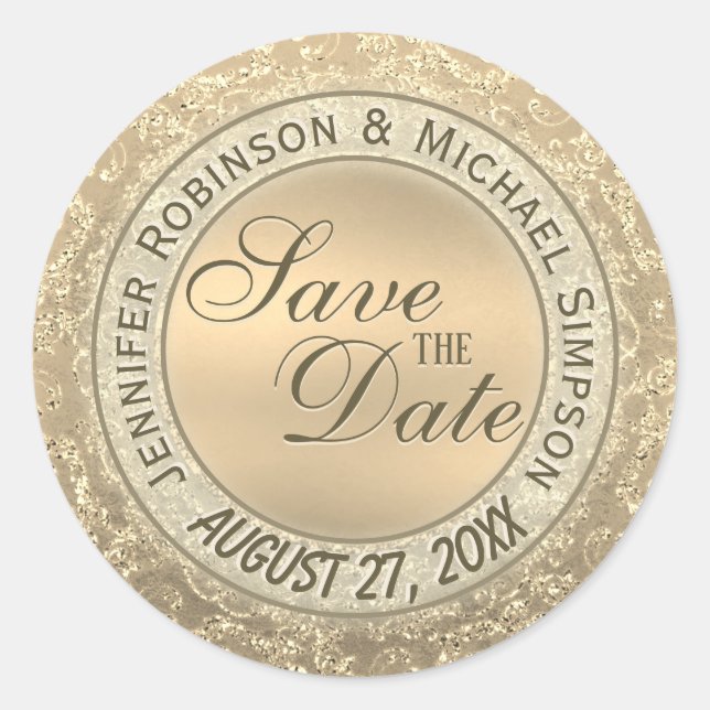 Custom Save the Date Gold Glam Seal (Front)