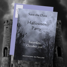 Custom Save the Date Haunted Blue Sky Postcard