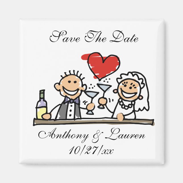 Custom Save The Date Magnets Personalized Names (Front)