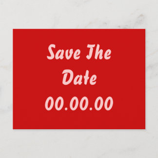 Custom, Save The Date. Red and Pink Announcement Postcard