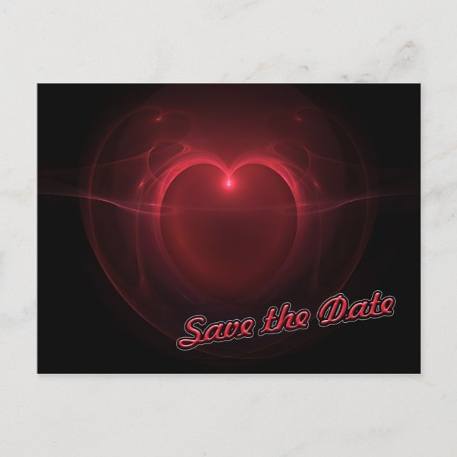 Custom Save the Date Red Lighted Heart Postcard (Front)
