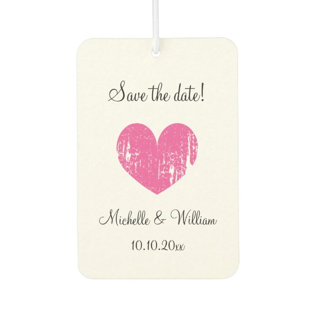Custom save the date wedding car air freshener (Front)
