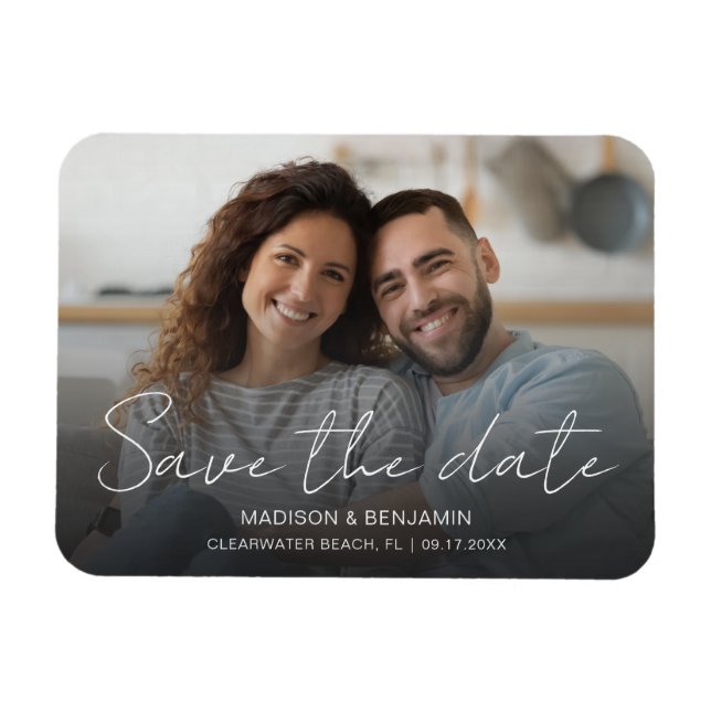 Custom Save The Date Wedding Engagement Photo Magnet (Horizontal)