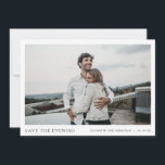 Custom Save the Evening Photo Date<br><div class="desc">This simple, chic modern photo wedding save the evening flat card template features SAVE THE EVENING and your names, date and wedding locale beneath your photo. We've chosen standard sharp corners as the default shape, but this design also works wonderfully with rounded corners, so try both looks in editing mode...</div>