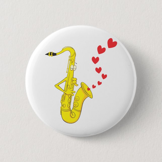 Custom Saxophone Serenading Love 2 Inch Round Button (Front)
