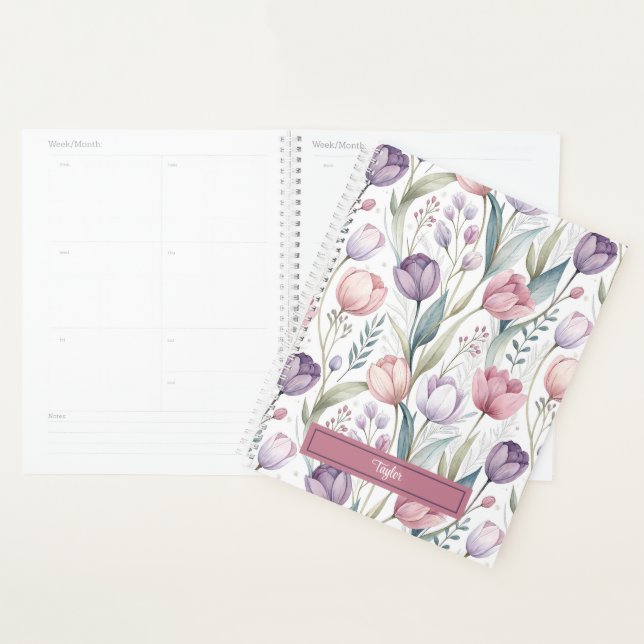 Custom Scandinavian Tulip Floral Pattern Planner (Display)