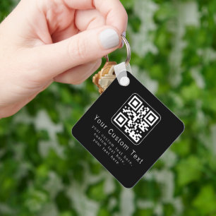 Custom Scannable QR Code   Modern Return Address Keychain