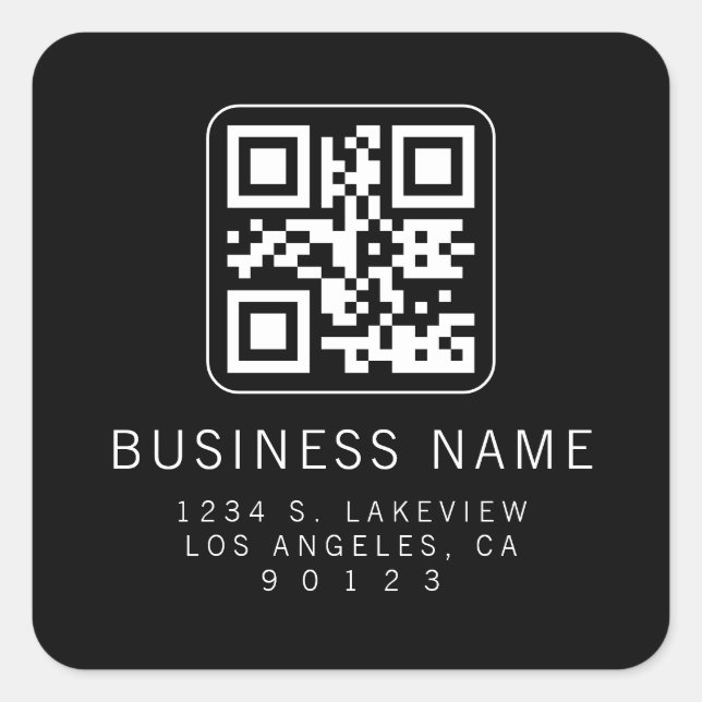 Custom Scannable QR Code | Modern Return Address Square Sticker (Front)