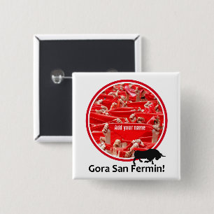 Custom scarf, San Fermin encierro, bull run logo, 2 Inch Square Button