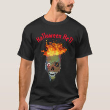 Custom Scary Halloween Hell Flame Skull Graphic