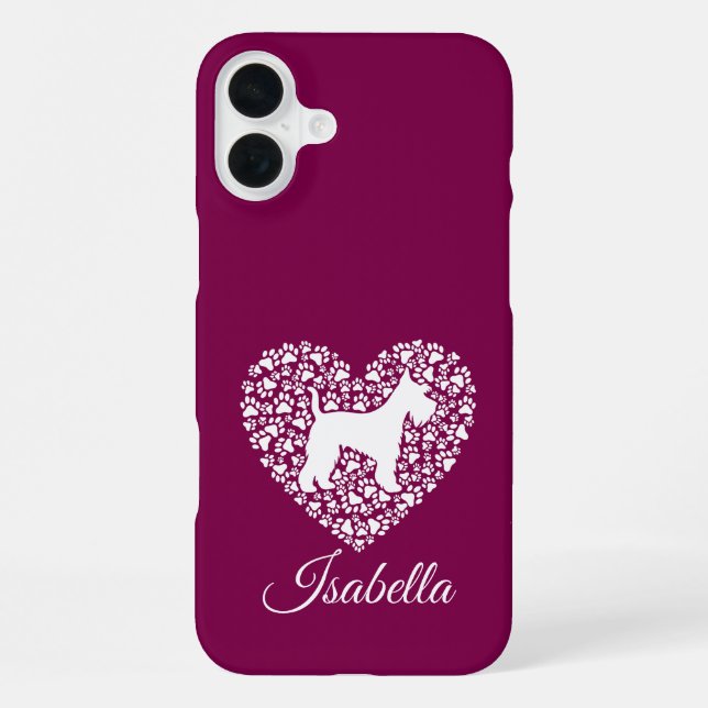 Custom Schnauzer Heart Paws Print - Dog Lover iPhone Case (Back)