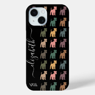 Custom Schnauzer Retro Floral Name Boho Pet Lover iPhone 15 Case