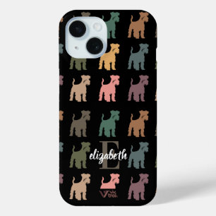 Custom Schnauzer Retro Name Initial Pet Lover iPhone 15 Case