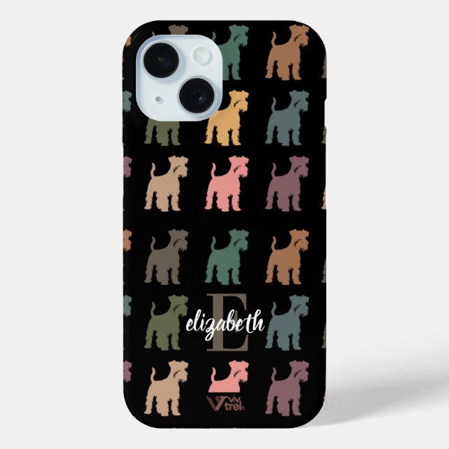 Custom Schnauzer Retro Name Initial Pet Lover Case-Mate iPhone Case (Back)