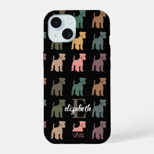 Custom Schnauzer Retro Name Initial Pet Lover iPhone 15 Case