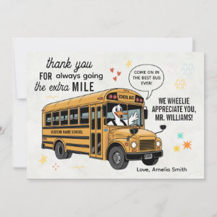 Custom School Bus Driver Appreciation Extra Mile Thank You Card
