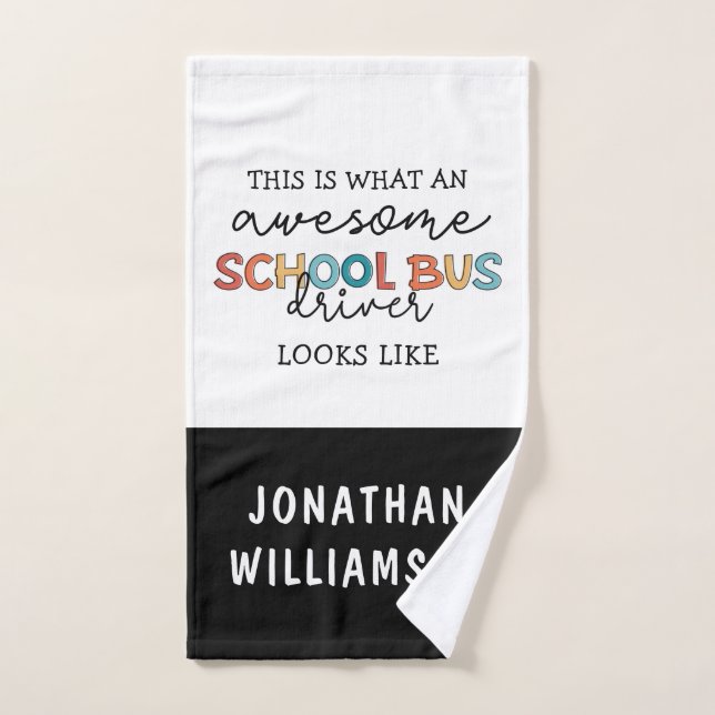 Custom School Bus Driver Appreciation Funny Gift  Hand Towel (Hand Towel)