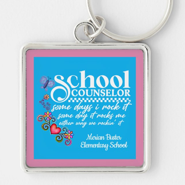 Custom School Counsellor Fun Quote  Keychain (Front)