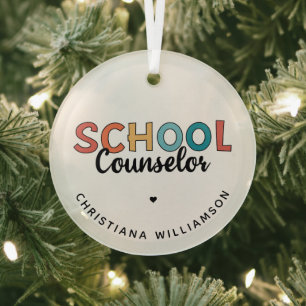 Custom School Counselor Appreciation Gifts Glass Ornament